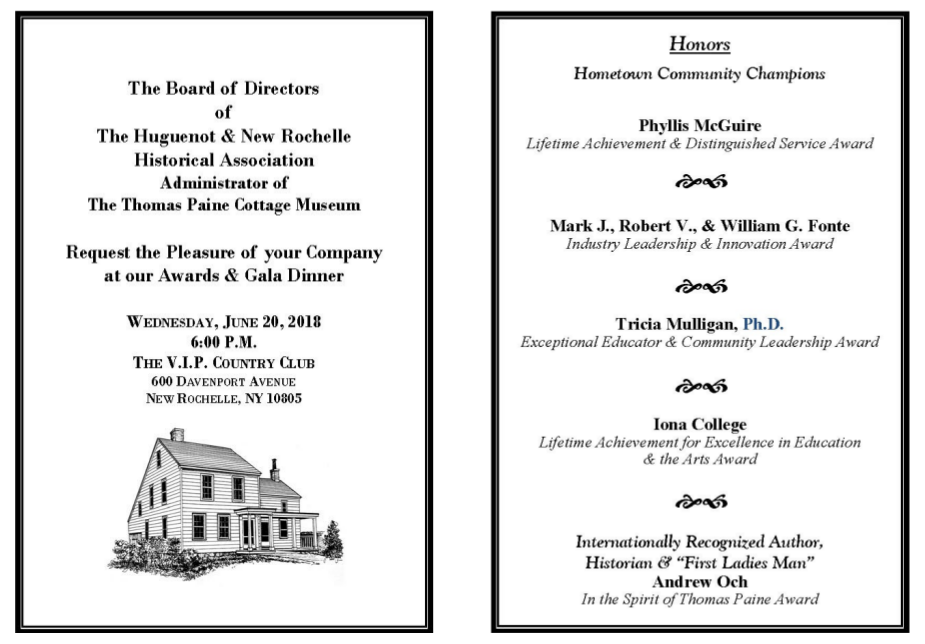 Thomas Paine Gala Dinner Invitation Image