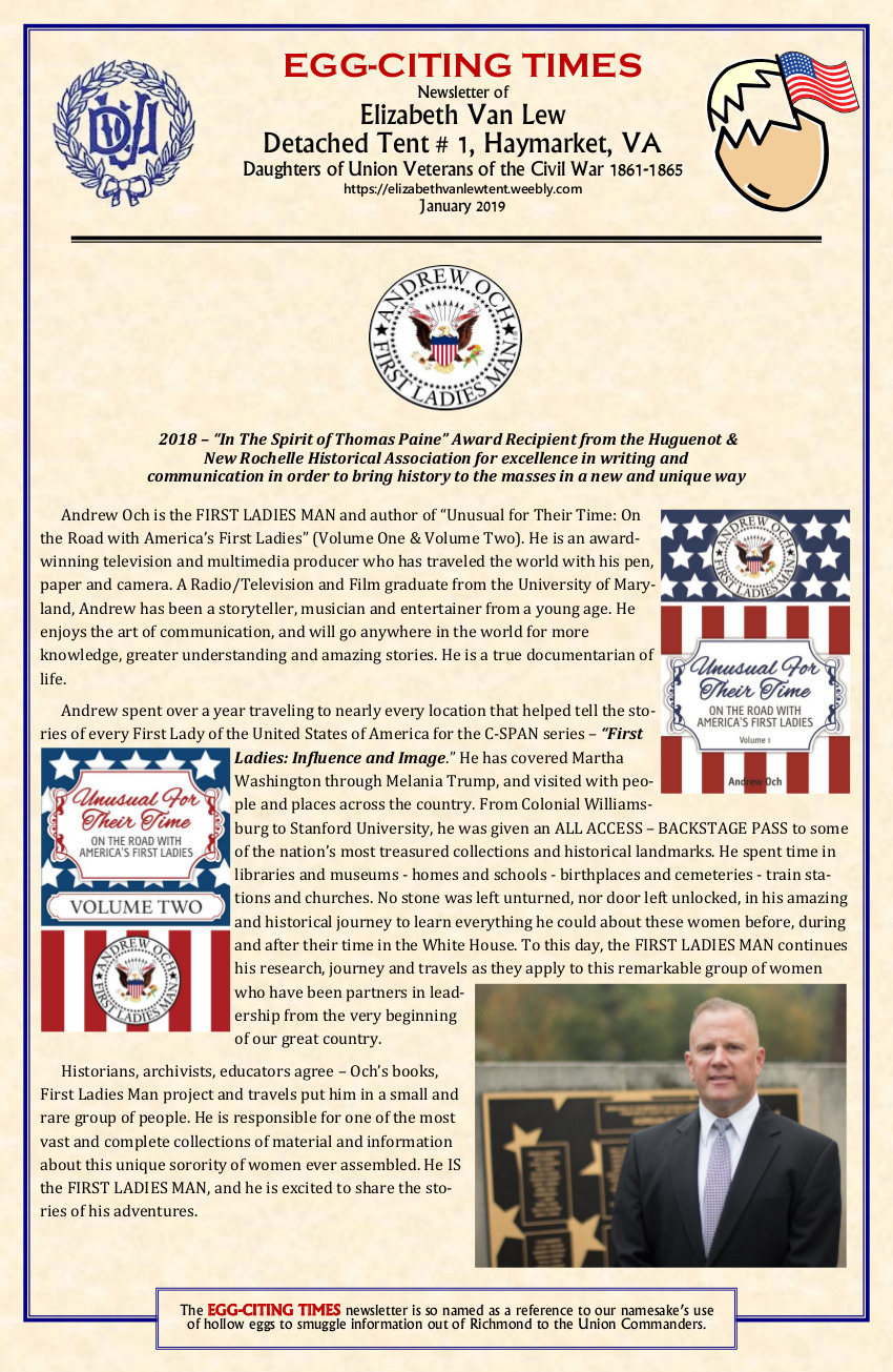 Daughters of Union Veterans of the Civil War newsletter screenshot